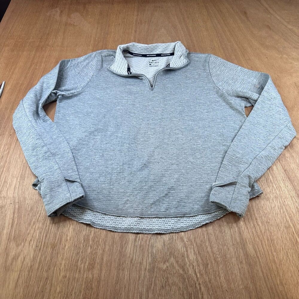 Nike Running Dri-FIT Mens Large Gray 1/4 Zip Pullover Athletic Top